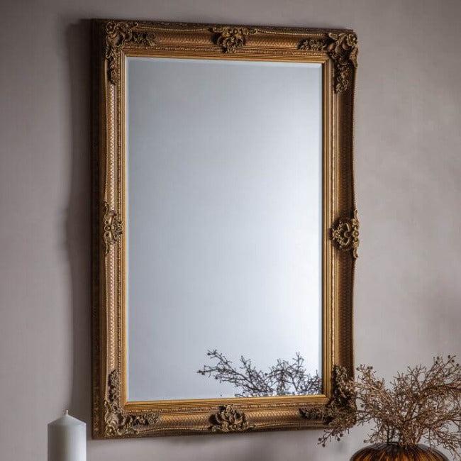 Hand Crafted Wood Framed Mirror-Gold