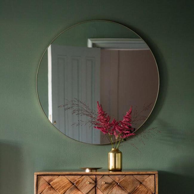 Scandi Large Round Mirror Champagne 80cm