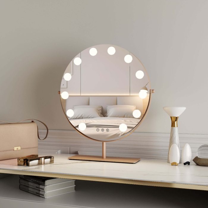 Pre Order Mid June Hawn Gold Round Hollywood Mirror 42x48cm